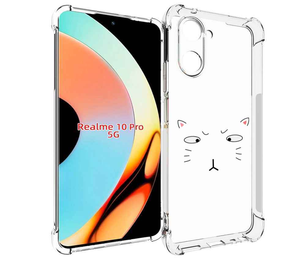 

Чехол бампер MyPads кот-части-лица для Realme 10 Pro противоударный, Прозрачный, Tocco