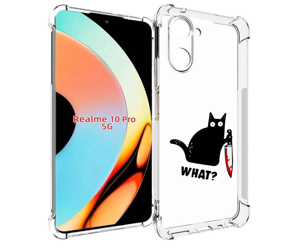 Чехол бампер MyPads котик-убийца для Realme 10 Pro противоударный