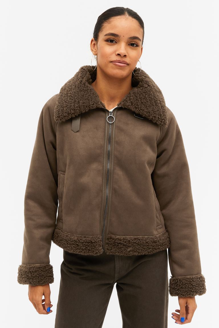 Кожаная куртка женская Monki 1092146002 коричневая XS (доставка из-за рубежа)