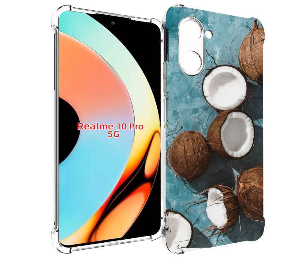 

Чехол бампер MyPads красивые-кокосы для Realme 10 Pro противоуда..., Прозрачный, Tocco