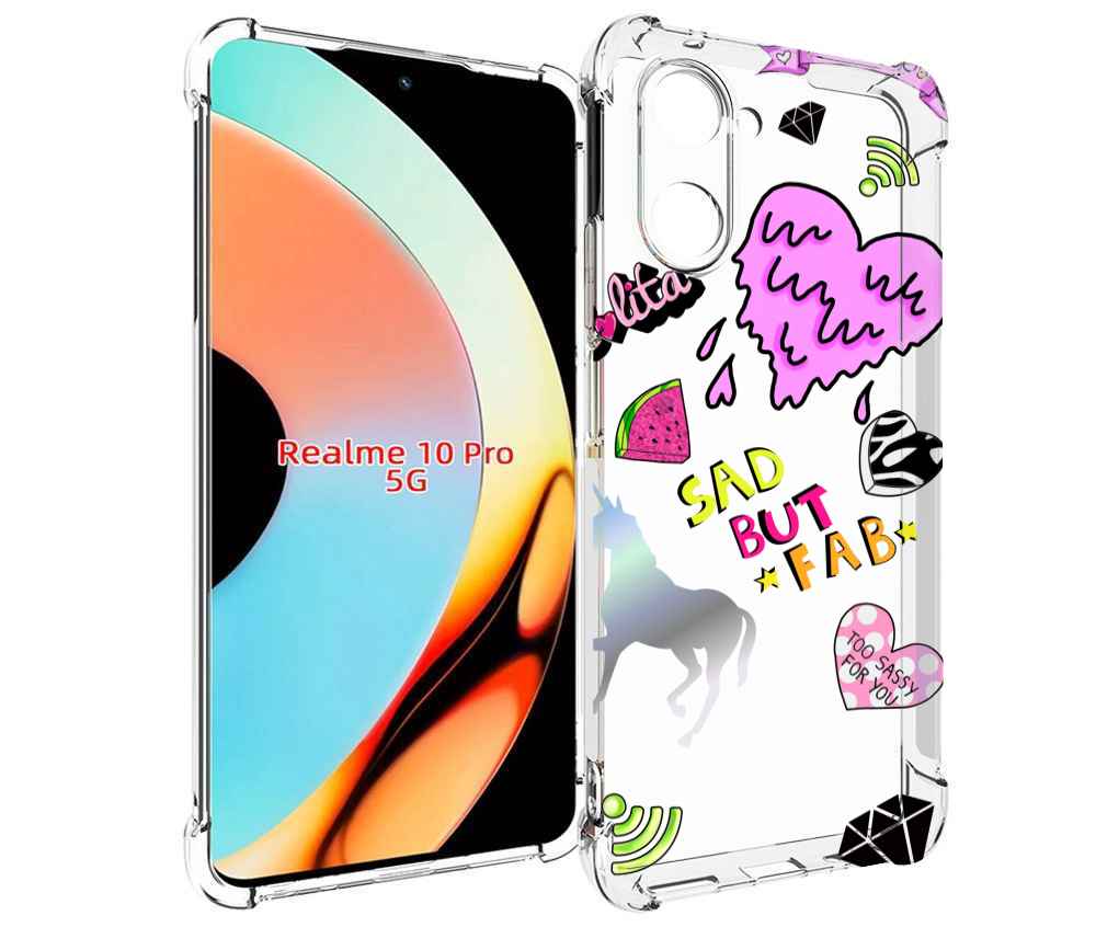 

Чехол бампер MyPads красивые-смайлики для Realme 10 Pro противоу..., Прозрачный, Tocco