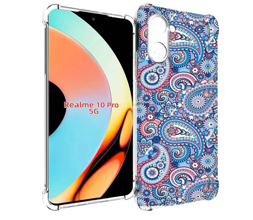 

Чехол бампер MyPads красивый голубой арнамент для Realme 10 Pro ..., Прозрачный, Tocco