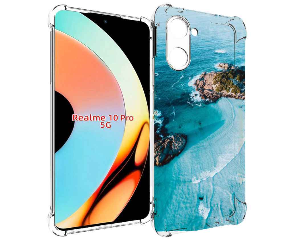 

Чехол бампер MyPads красивый голубой залив для Realme 10 Pro про..., Прозрачный, Tocco