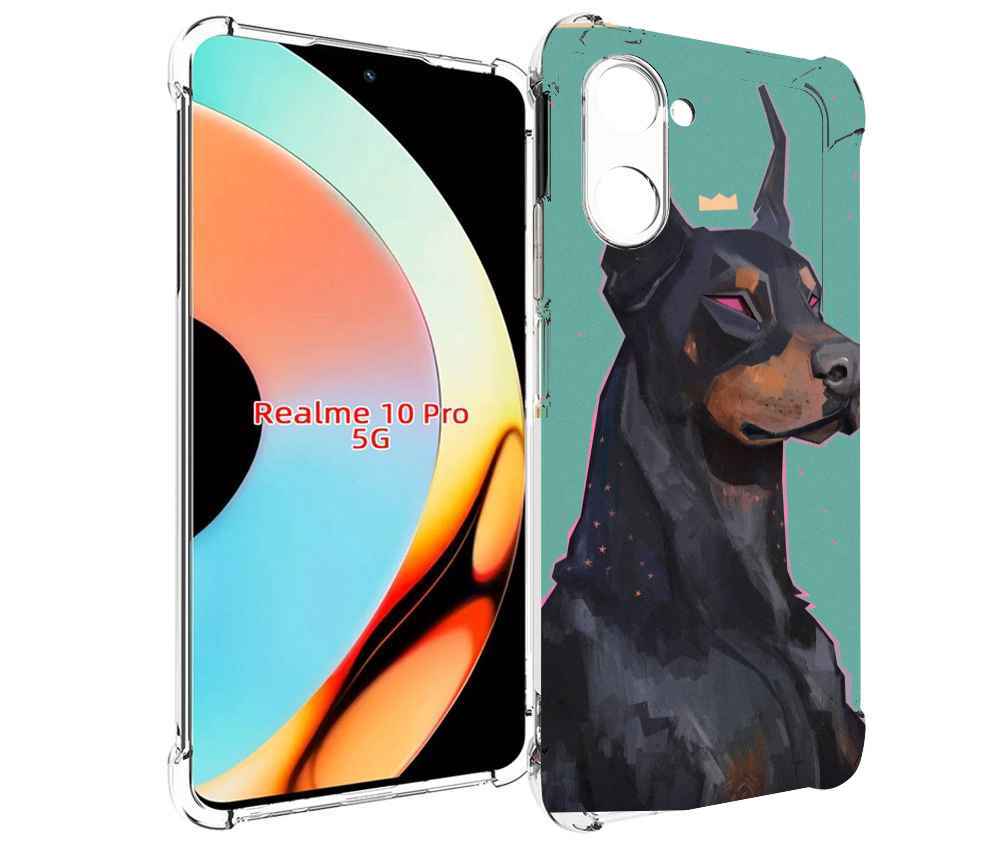 

Чехол бампер MyPads красивый-доберман для Realme 10 Pro противоу..., Прозрачный, Tocco