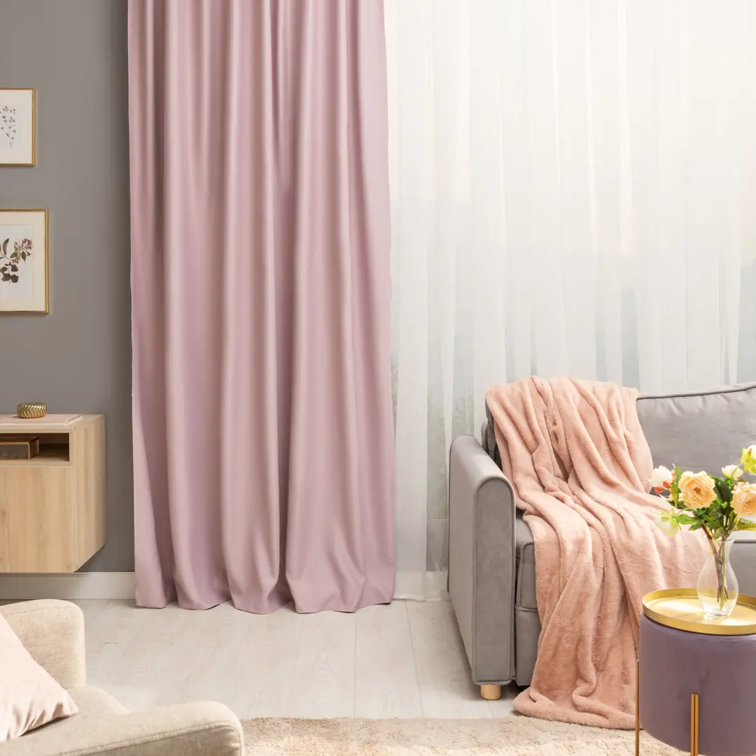 

Штора на ленте со скрытыми петлями блэкаут Inspire Alycia 200x280 см цвет розовый Olga 5