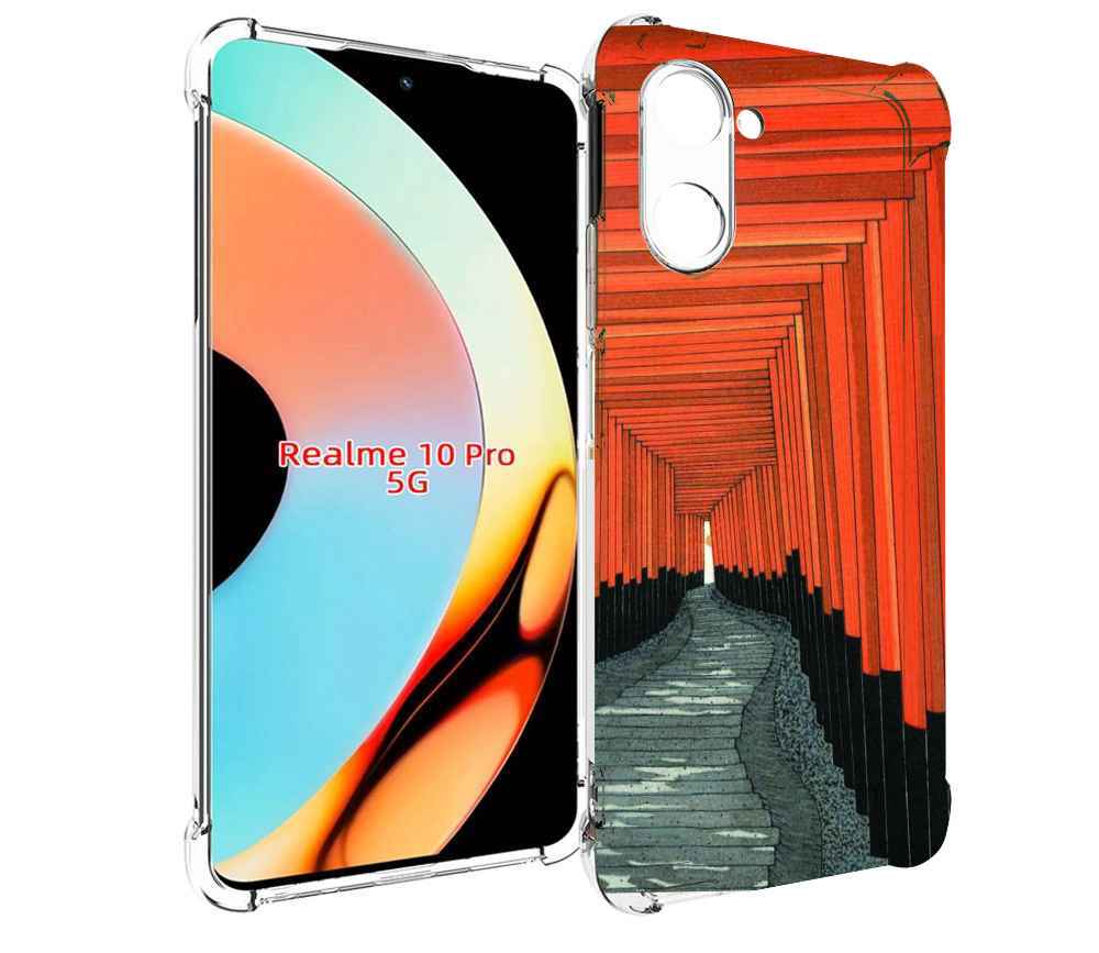 

Чехол бампер MyPads красный коридор для Realme 10 Pro противоуда..., Прозрачный, Tocco