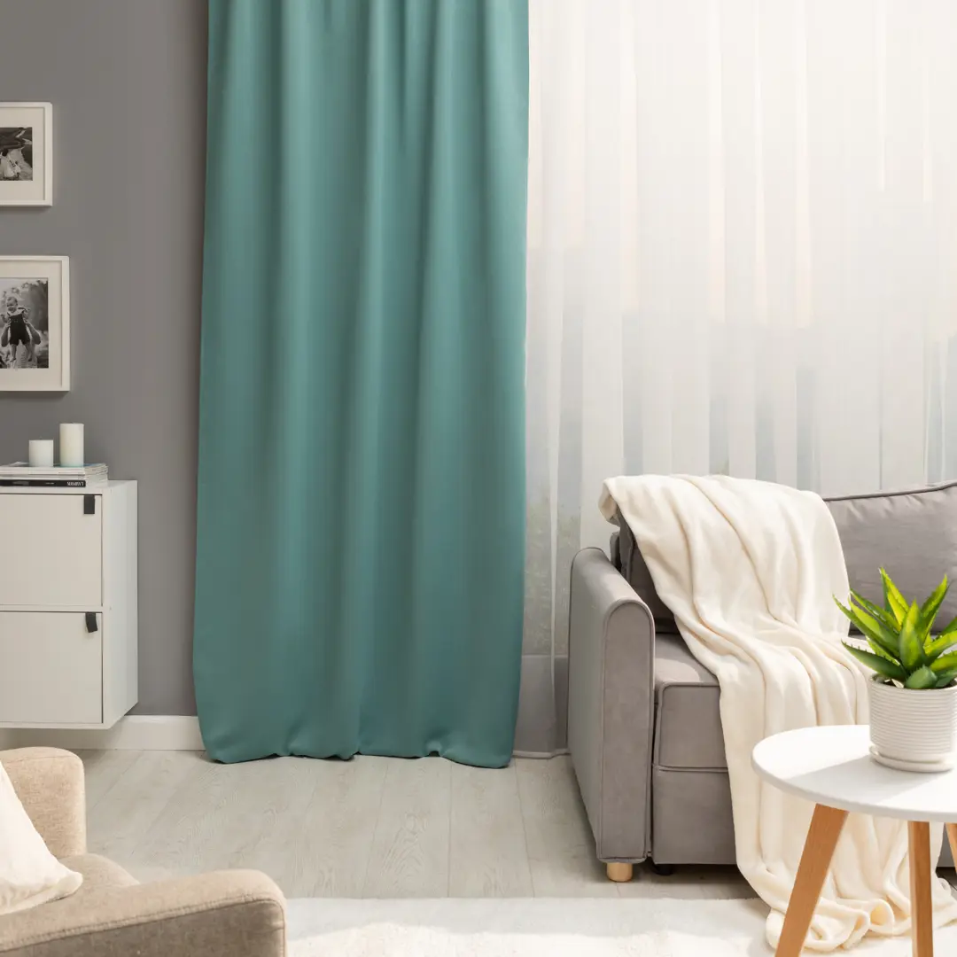 

Штора на ленте со скрытыми петлями Inspire Arel 140x280 см цвет бирюзовый Celadon 2