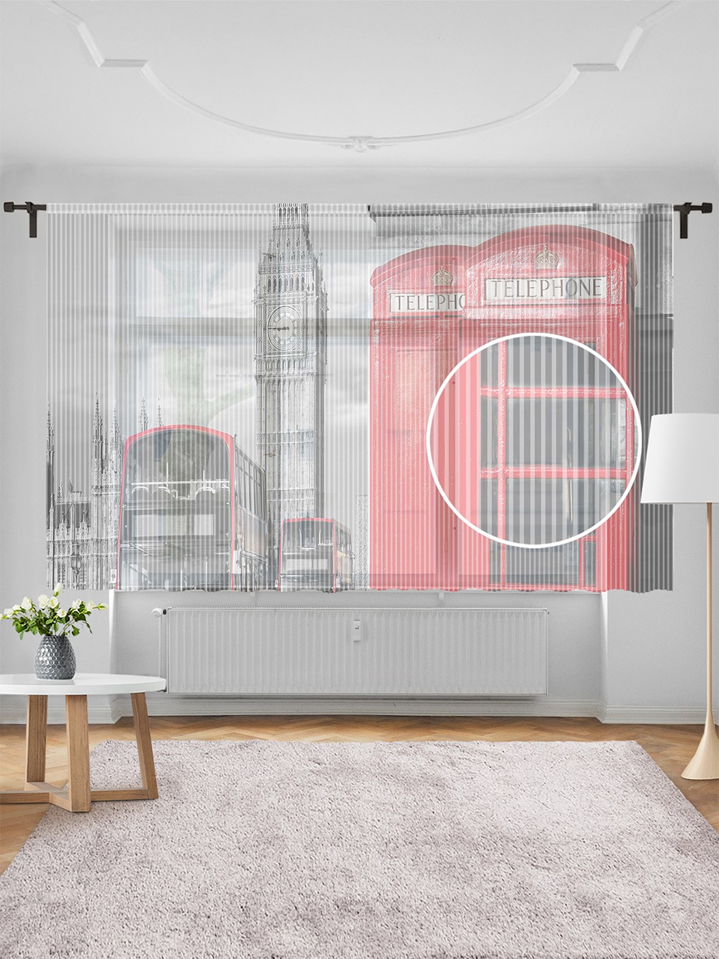 фото Тюль joyarty "эксурсия по лондону", 155х180 см