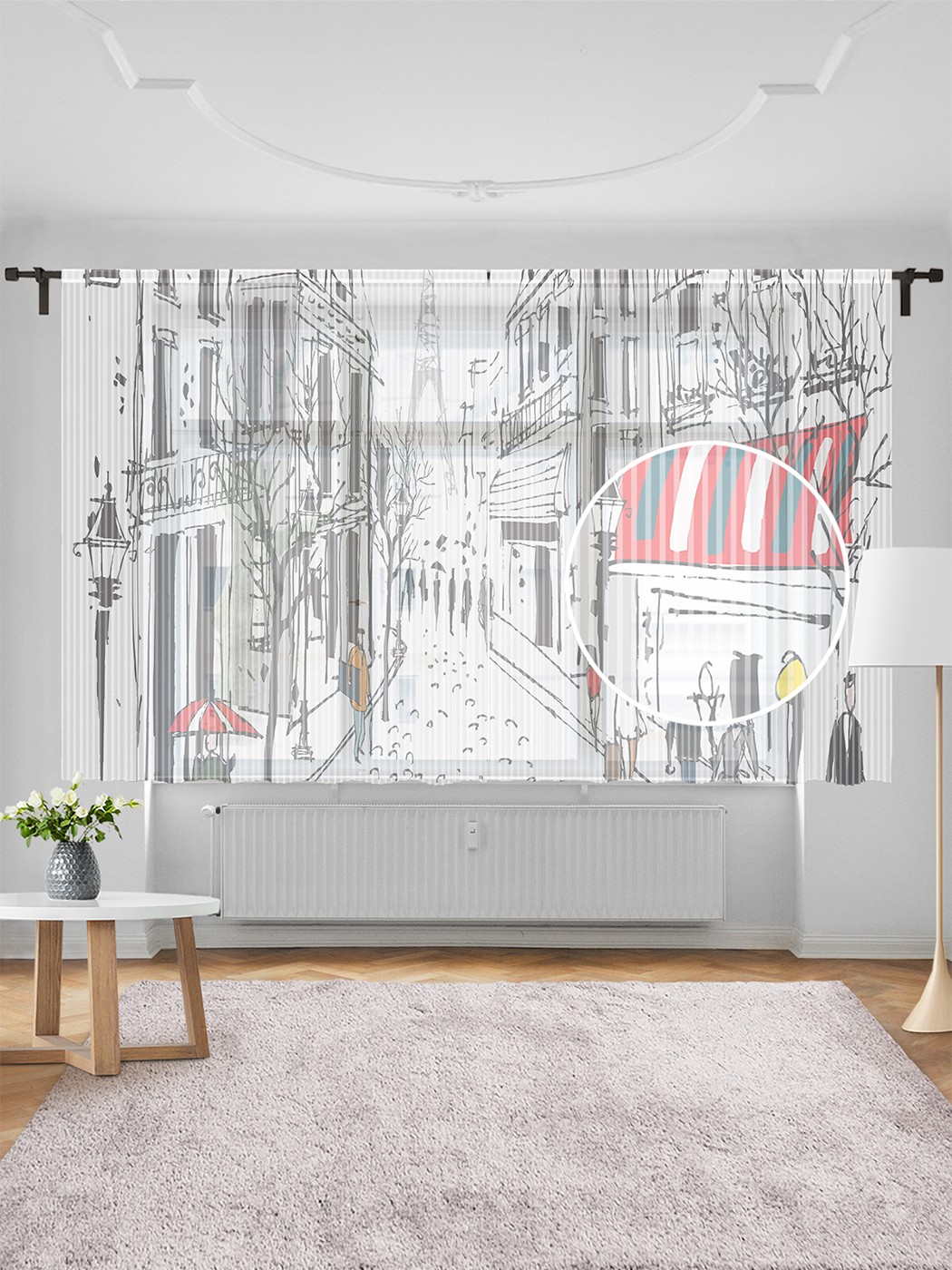 фото Тюль joyarty "дождливый париж", 155х180 см