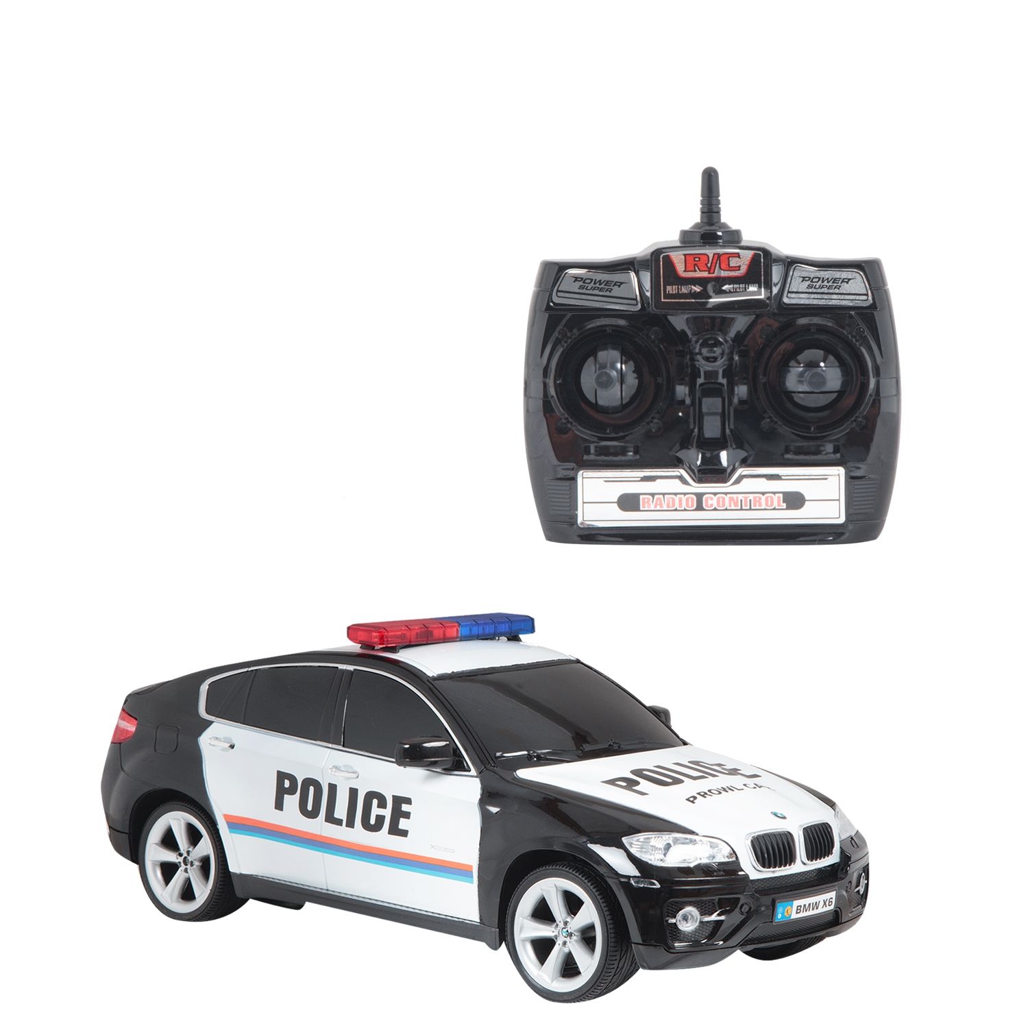 

Машина на радиоуправлении Maxi Car Vip Line BMW X6 Police, 1:14, черный/белый