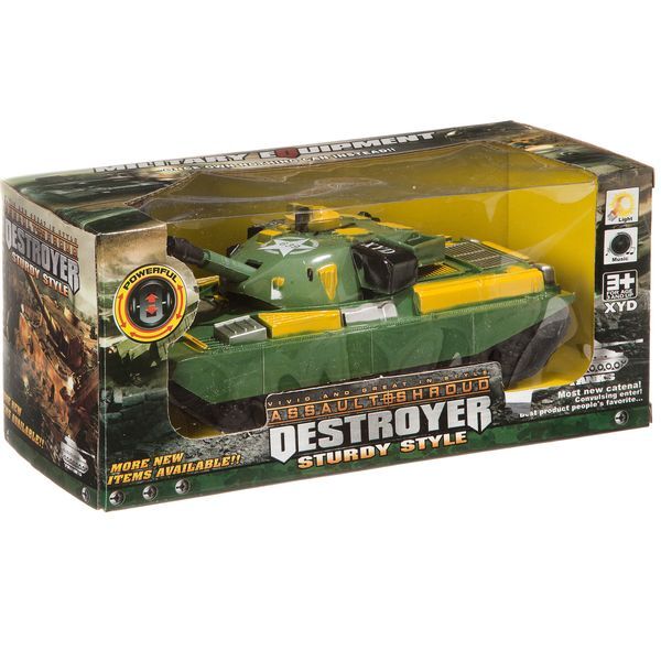 

Игрушка пластмассовая Танк, свет, муз., BOX 26x13x13 см, арт. DD1-1214A