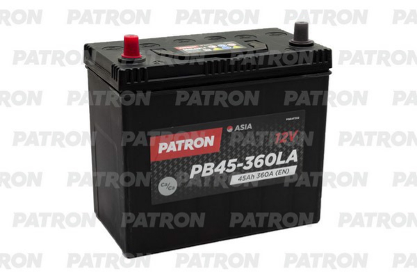 Аккумулятор PATRON ASIA 12V 45AH 360A (L+) B0 тонкие клеммы JIS T1 237x127x227mm 11,3kg