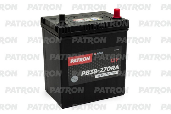 Аккумулятор PATRON ASIA 12V 38AH 270A (R+) 187x127x225mm 8,9kg (тонкие клеммы)