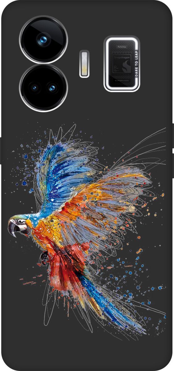 

Чехол на Realme GT Neo 5 "Colorful Parrot" черный, Черный;красный, 158684