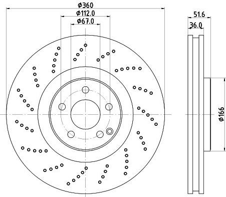 

Диск тормозной передний для Mercedes CLS W218 10- d=360 перфорированный TRIALLI DF150001