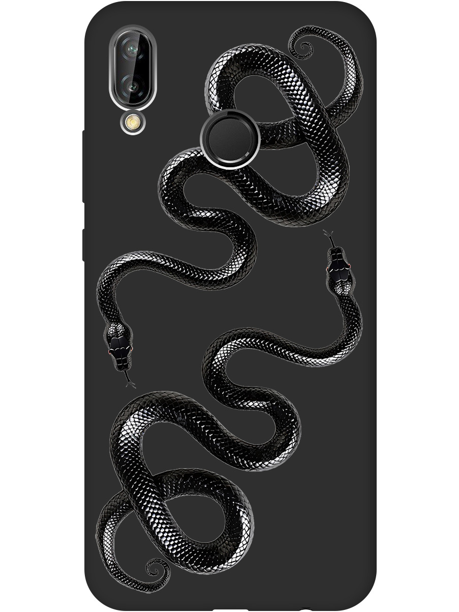 

Силиконовый чехол на Huawei P20 Lite / Nova 3e с принтом "Черные мамбы" матовый черный, 717614213