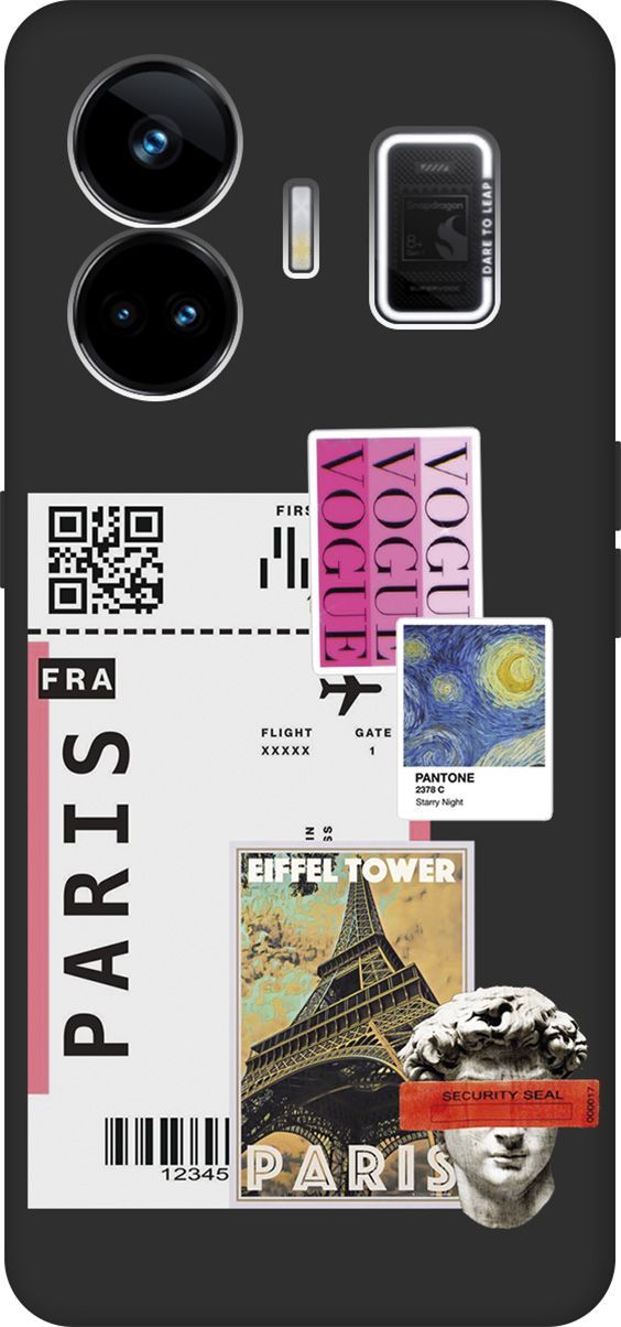 

Чехол на Realme GT Neo 5 "Paris Stickers" черный, Черный;белый, 158685