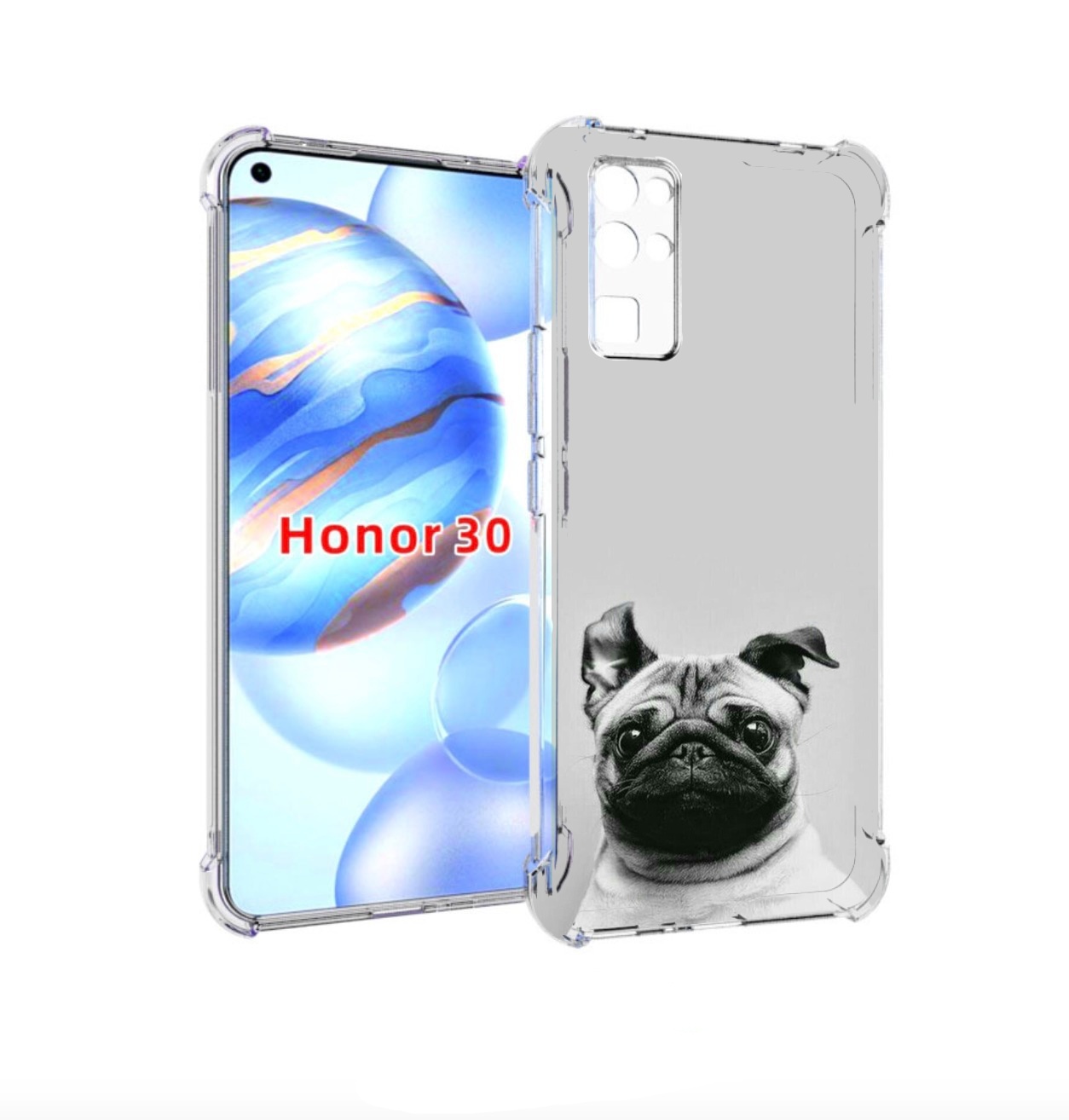 

Чехол бампер MyPads мопс для Honor 30 (BMH-AN10) противоударный, Прозрачный, Tocco