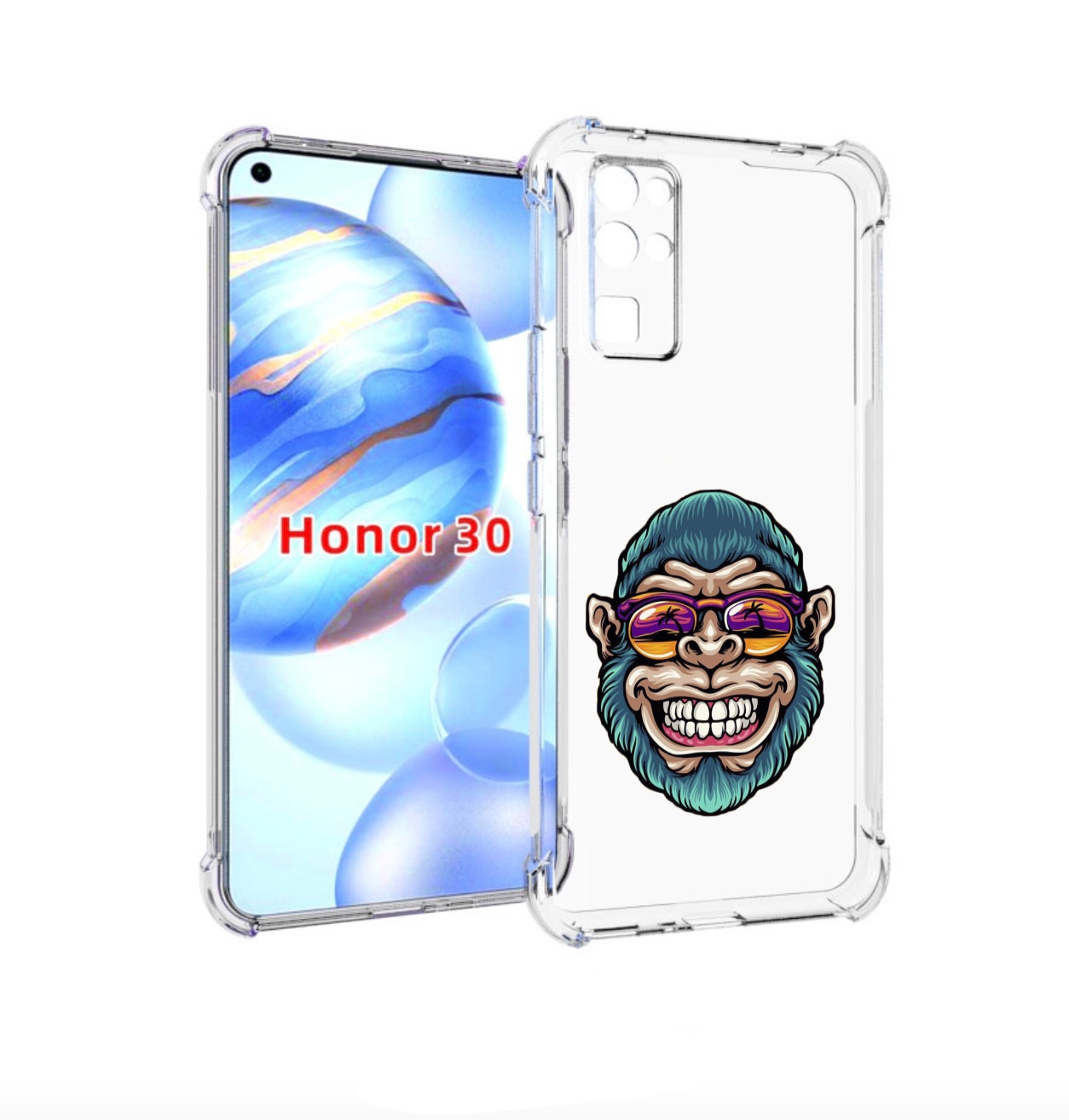 

Чехол бампер MyPads обезьяна улыбается для Honor 30 (BMH-AN10) п, Прозрачный, Tocco