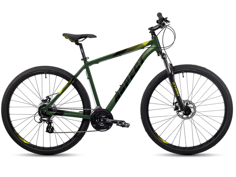 фото Горный велосипед aspect ideal 29, год 2023, цвет зеленый-желтый, ростовка 22