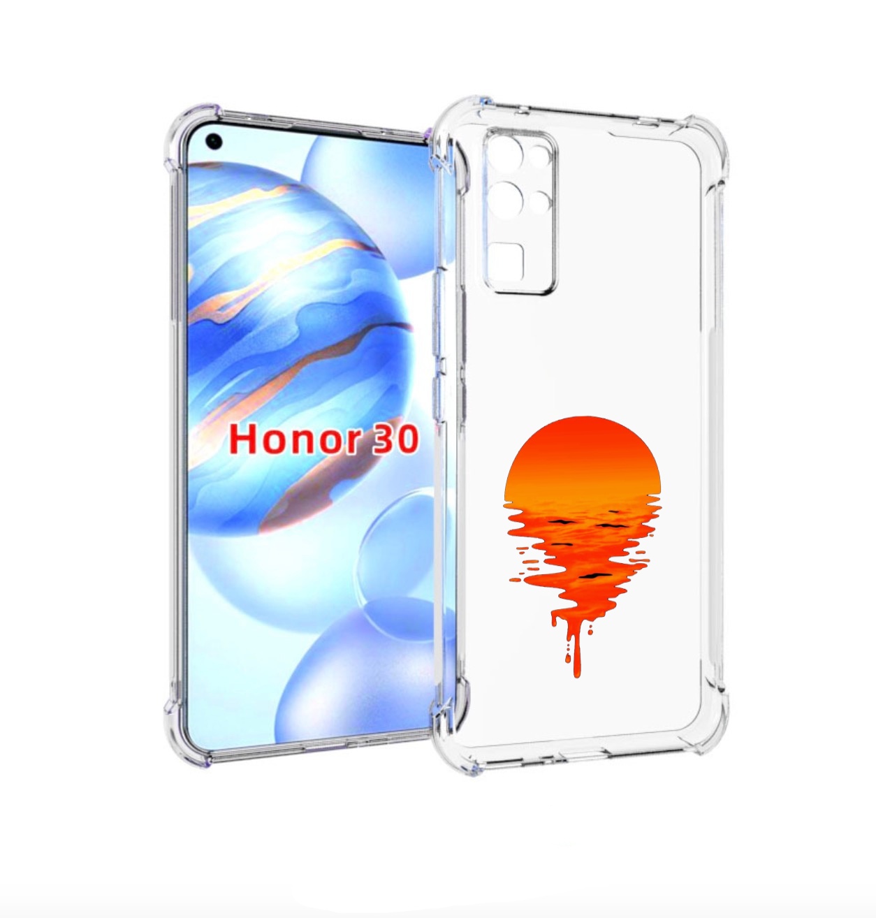 

Чехол бампер MyPads оранжевый закат на воде для Honor 30 (BMH-AN, Прозрачный, Tocco