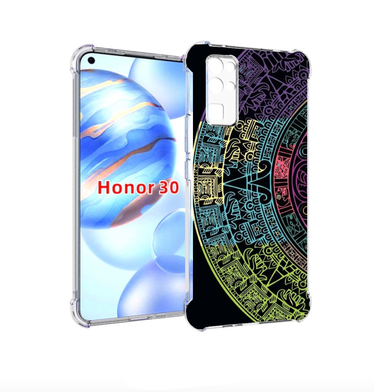 

Чехол бампер MyPads орнамент полукруга для Honor 30 (BMH-AN10) п, Прозрачный, Tocco