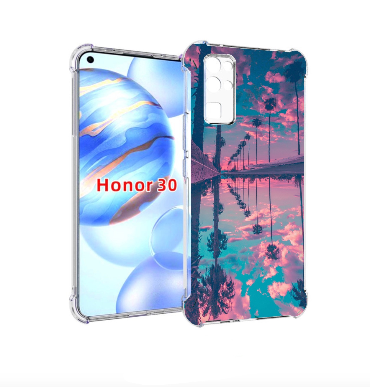 

Чехол бампер MyPads отражение-пальм для Honor 30 (BMH-AN10) прот, Прозрачный, Tocco