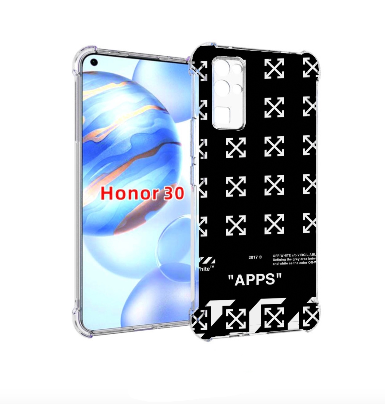 

Чехол бампер MyPads оф-вайт-значки для Honor 30 (BMH-AN10) проти, Прозрачный, Tocco