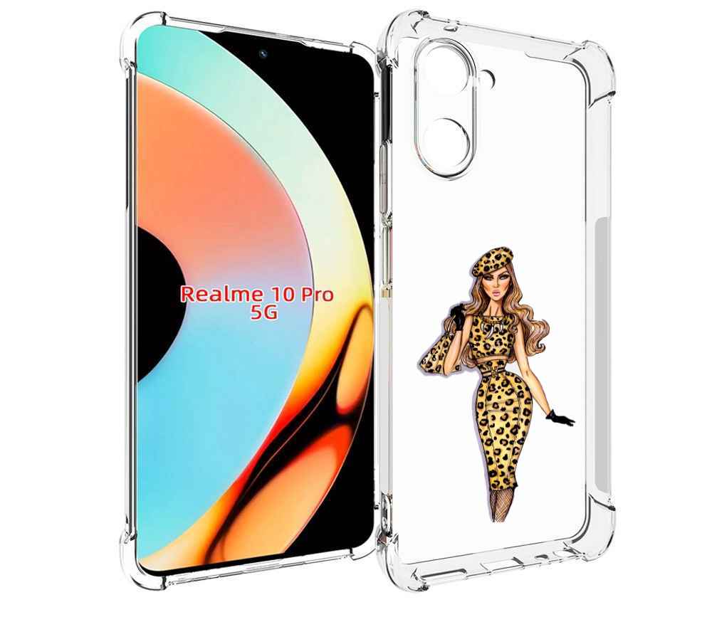 

Чехол бампер MyPads леопардовое платье женский для Realme 10 Pro..., Прозрачный, Tocco