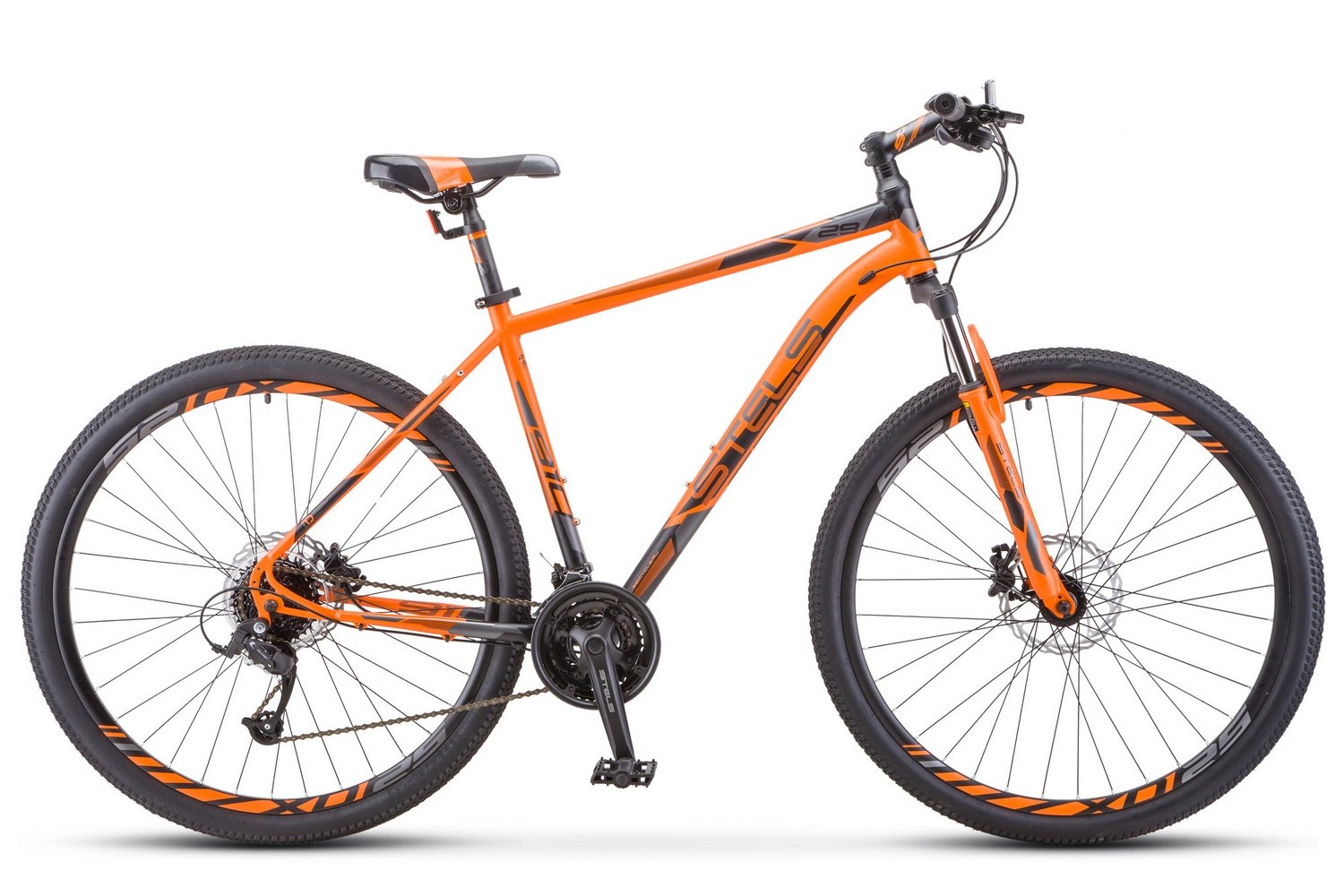 Горный велосипед Stels Navigator 910 D 29 V010, год 2021, Оранжевый-Черный, ростовка 20.5