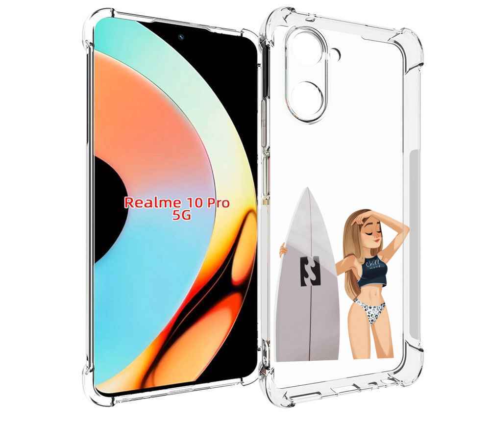 

Чехол бампер MyPads летний-серф для Realme 10 Pro противоударный, Прозрачный, Tocco