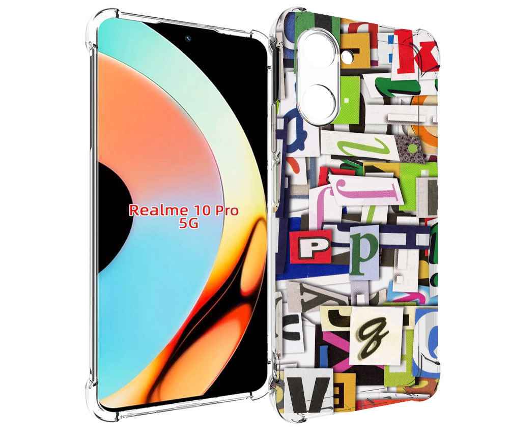 

Чехол бампер MyPads ломанные-буквы для Realme 10 Pro противоударный, Прозрачный, Tocco