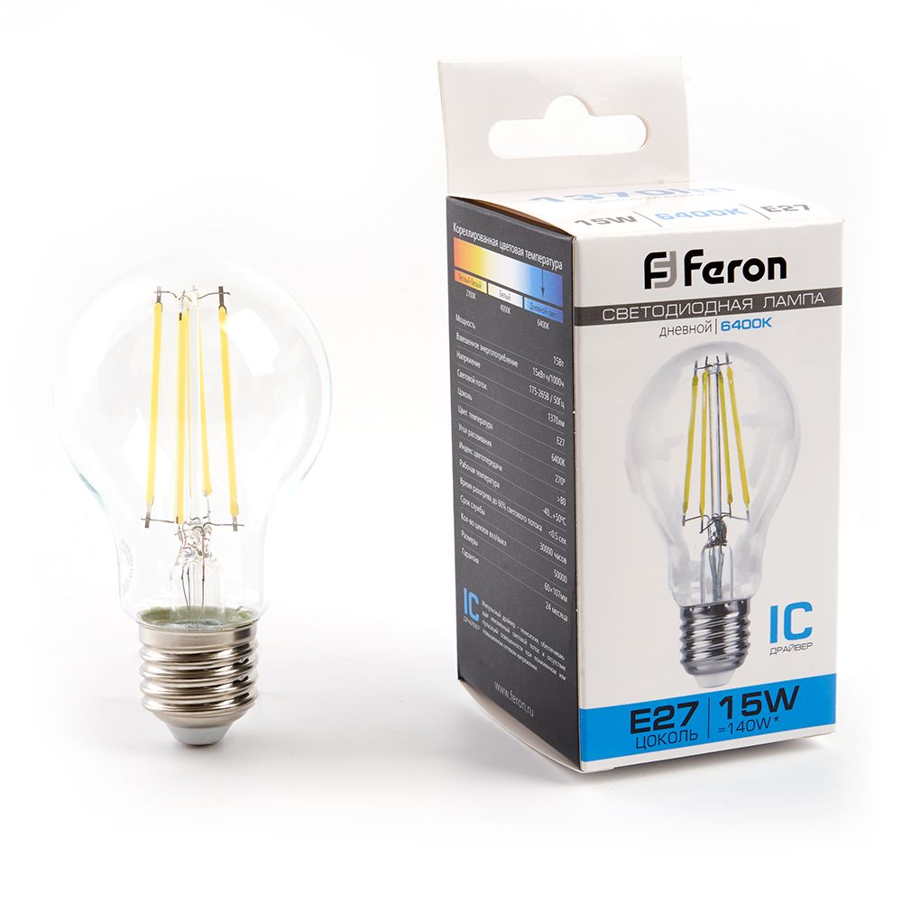 

Лампочка светодиодная FERON LB-615, 15Вт E27 230V 10 шт, 48284, LB-615