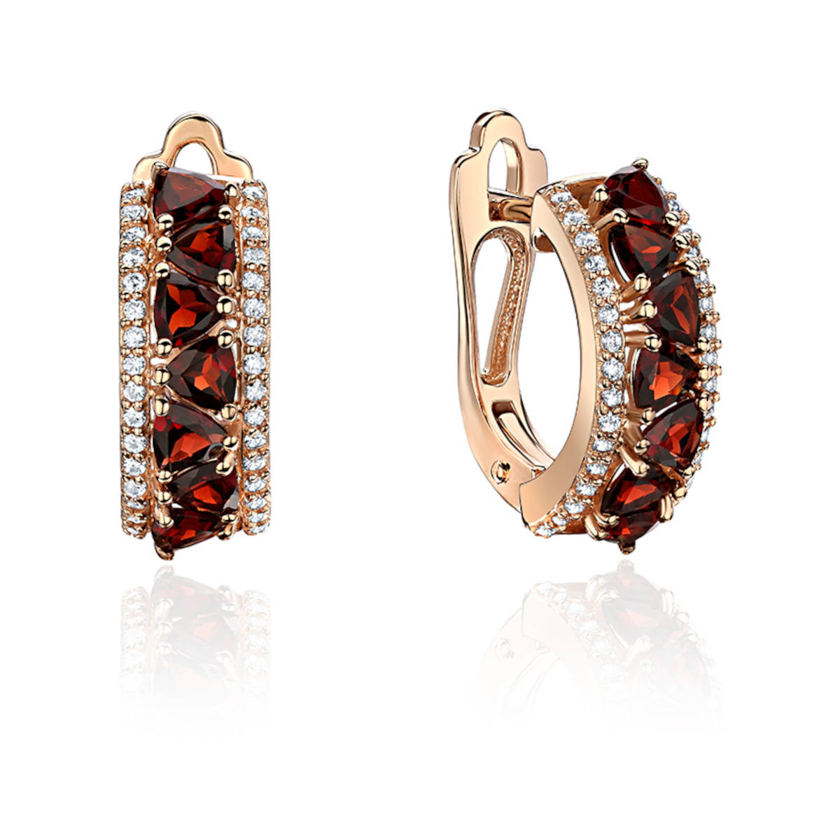

Серьги из красного золота Эстет 01С3113967-1, гранат/фианит, 01С3113967-1