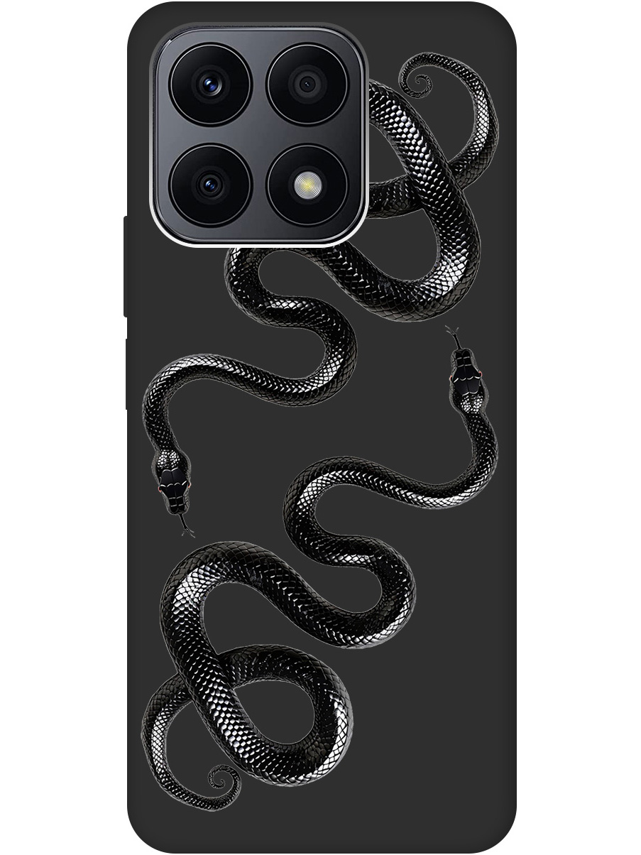 

Силиконовый чехол на Honor X8a с принтом "Черные мамбы" матовый черный, 768741613