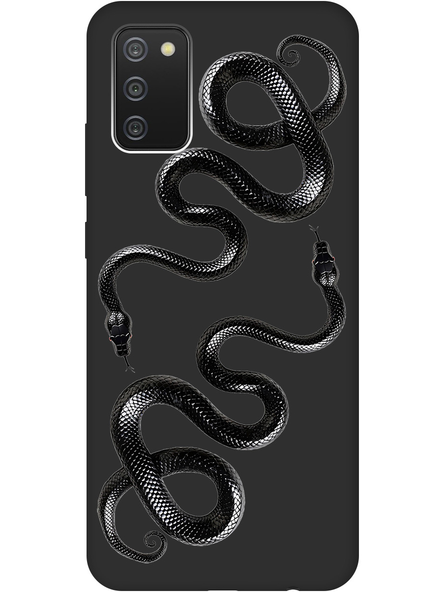 

Силиконовый чехол на Samsung Galaxy A02s с принтом "Черные мамбы" матовый черный, 723602913