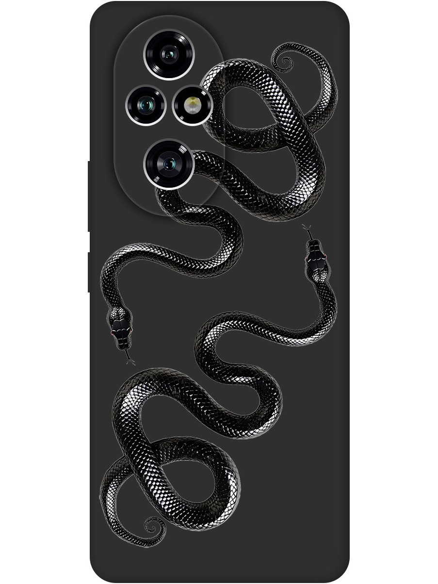 

Силиконовый чехол на Honor 200 pro с принтом "Черные мамбы" матовый черный, 783979613