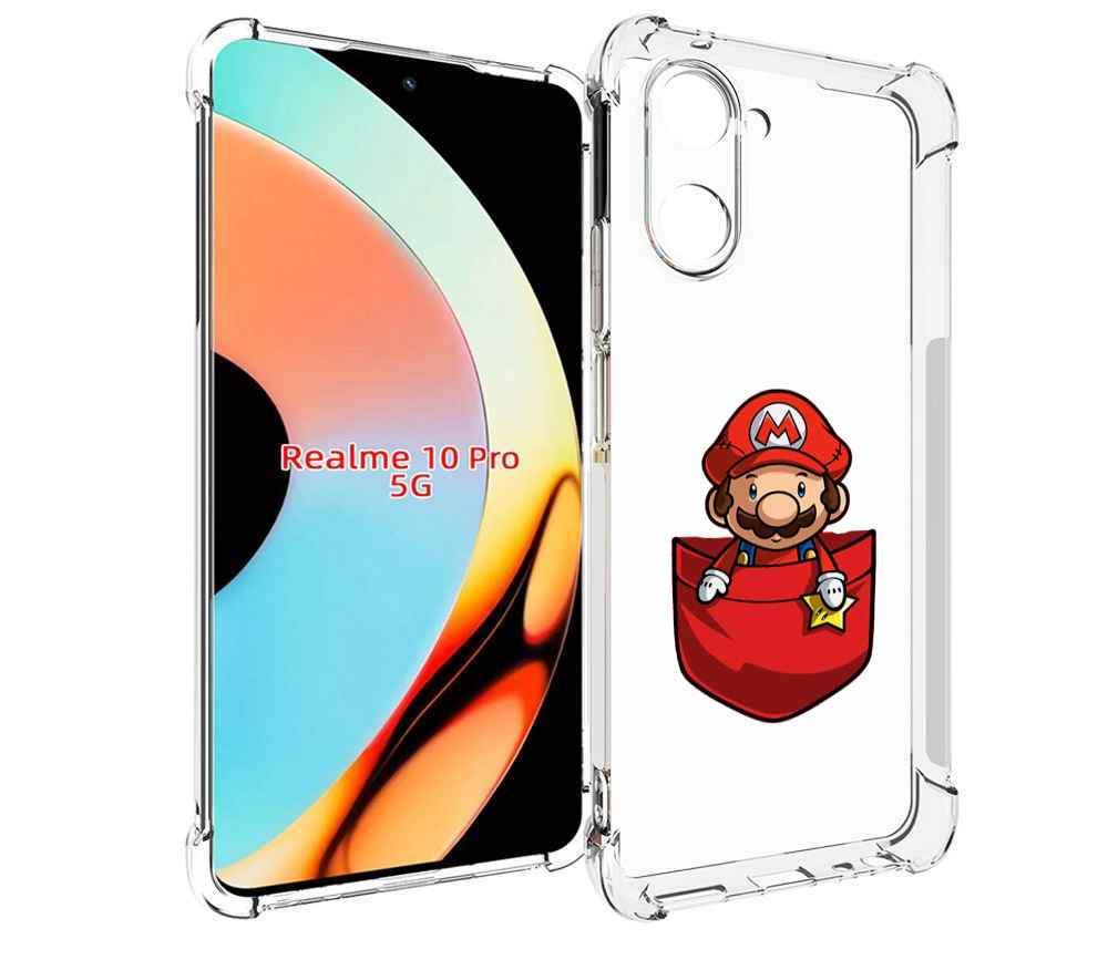 

Чехол бампер MyPads марио в кармашке детский для Realme 10 Pro п..., Прозрачный, Tocco