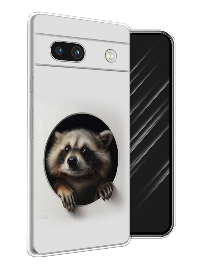 

Чехол Awog на Google Pixel 7A "Любопытный енот", Коричневый;черный;белый, 271450-1