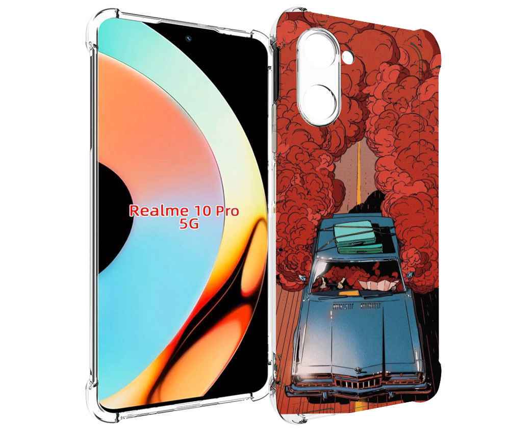 

Чехол бампер MyPads машина мчится с дымком для Realme 10 Pro про..., Прозрачный, Tocco
