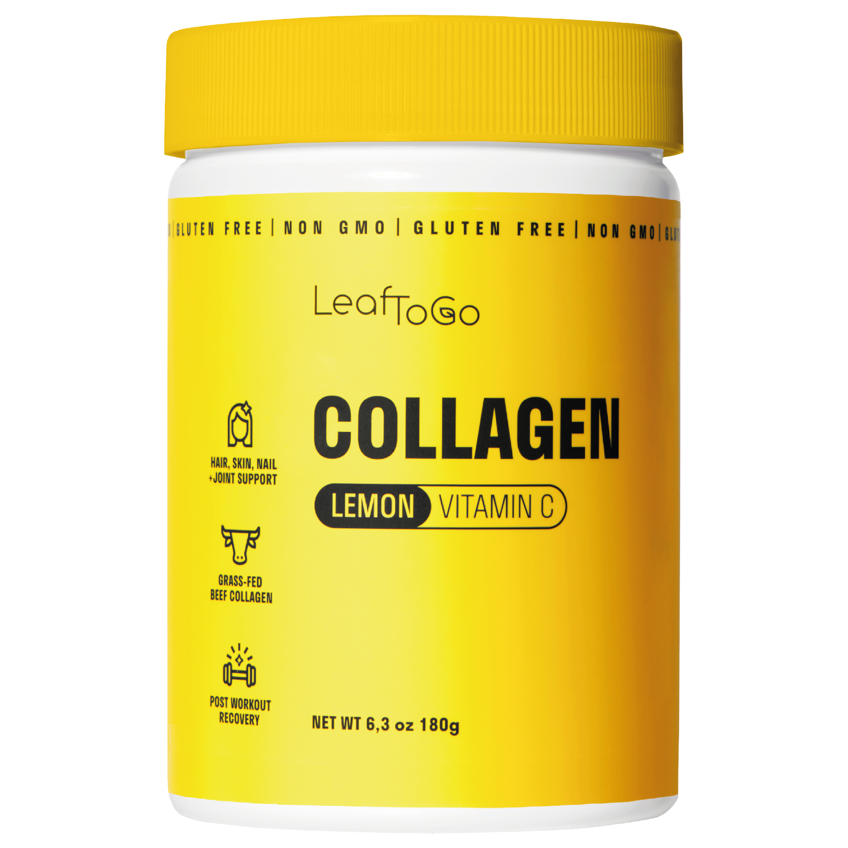 Leaftogo Коллаген пептидный порошок со вкусом лимона и витамином С 180 г