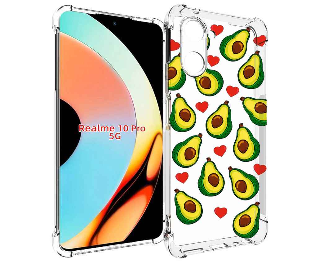 

Чехол бампер MyPads миленькие-авокадо для Realme 10 Pro противоу..., Прозрачный, Tocco