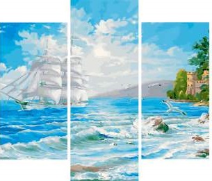 

Картина по номерам Paintboy Белый парусник, модульная 3 полотна, Белый парусник