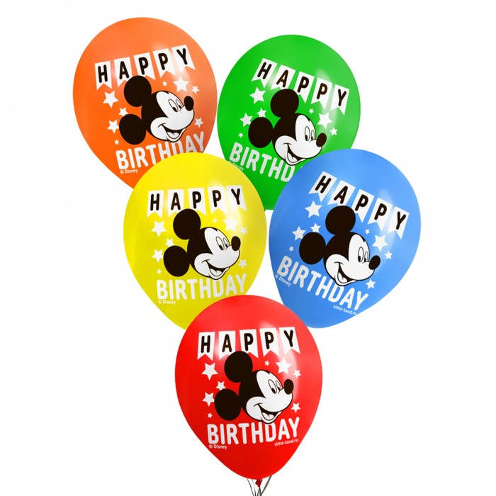 

Воздушные шары цветные Happy Birthday, Микки Маус и его друзья, 12 дюйм (набор 25 шт), Микки Маус и друзья
