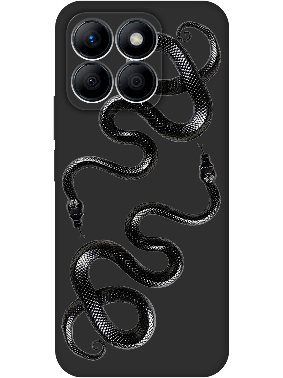 

Силиконовый чехол на Honor X8b с принтом "Черные мамбы" матовый черный, 781973213