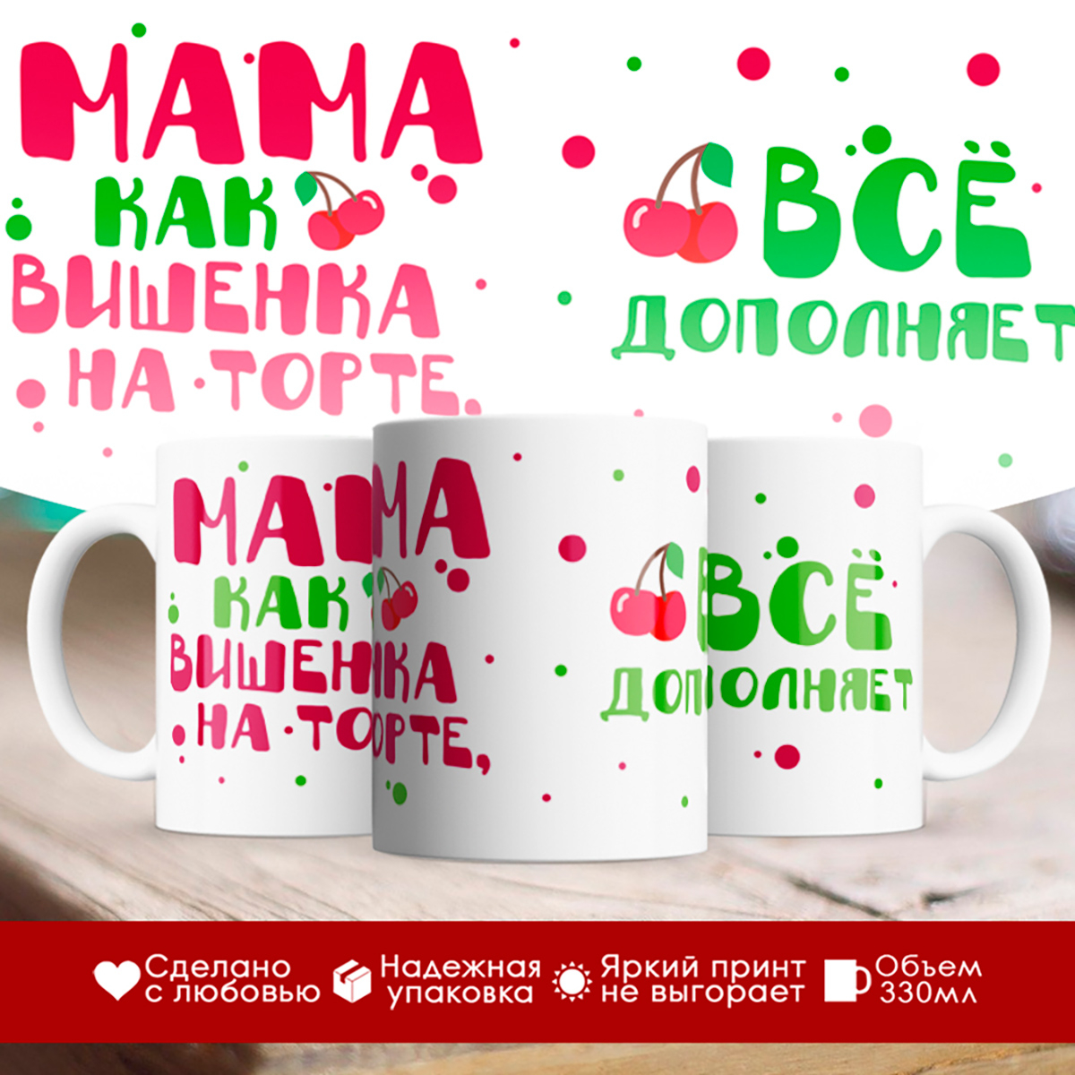 

Кружка Мама, как вишенка на торте