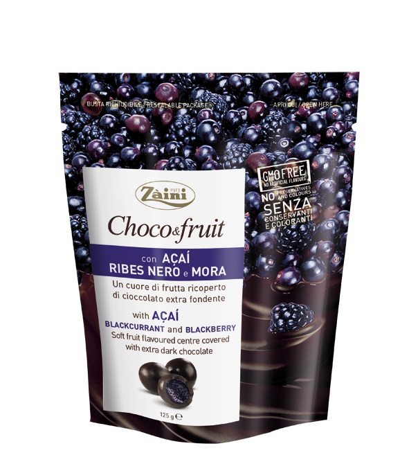 Фрукты в шоколаде Zaini Choco&Fruit асаи, черная смородина, ежевика, 125г