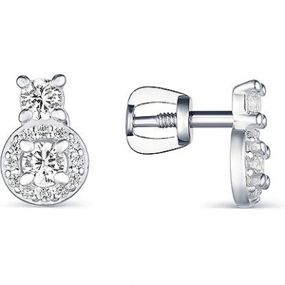 

Серьги из серебра с фианитом Эстет 45С153756, 45С153756