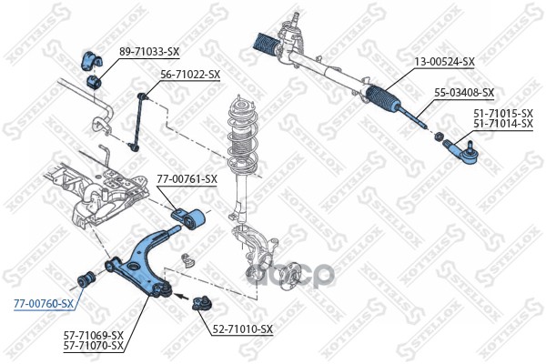 

77-00760-SX сайлентблок рычага передний Ford Fiesta/Fusion 01>