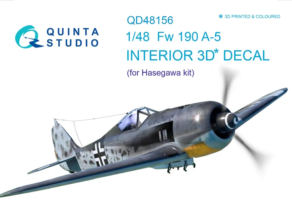 

QD48156 3D Декаль интерьера кабины FW 190A-5 для модели Hasegawa, Цветной